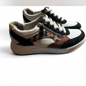 Bzees Women's Sneakers with Leopard Print and Black Accents